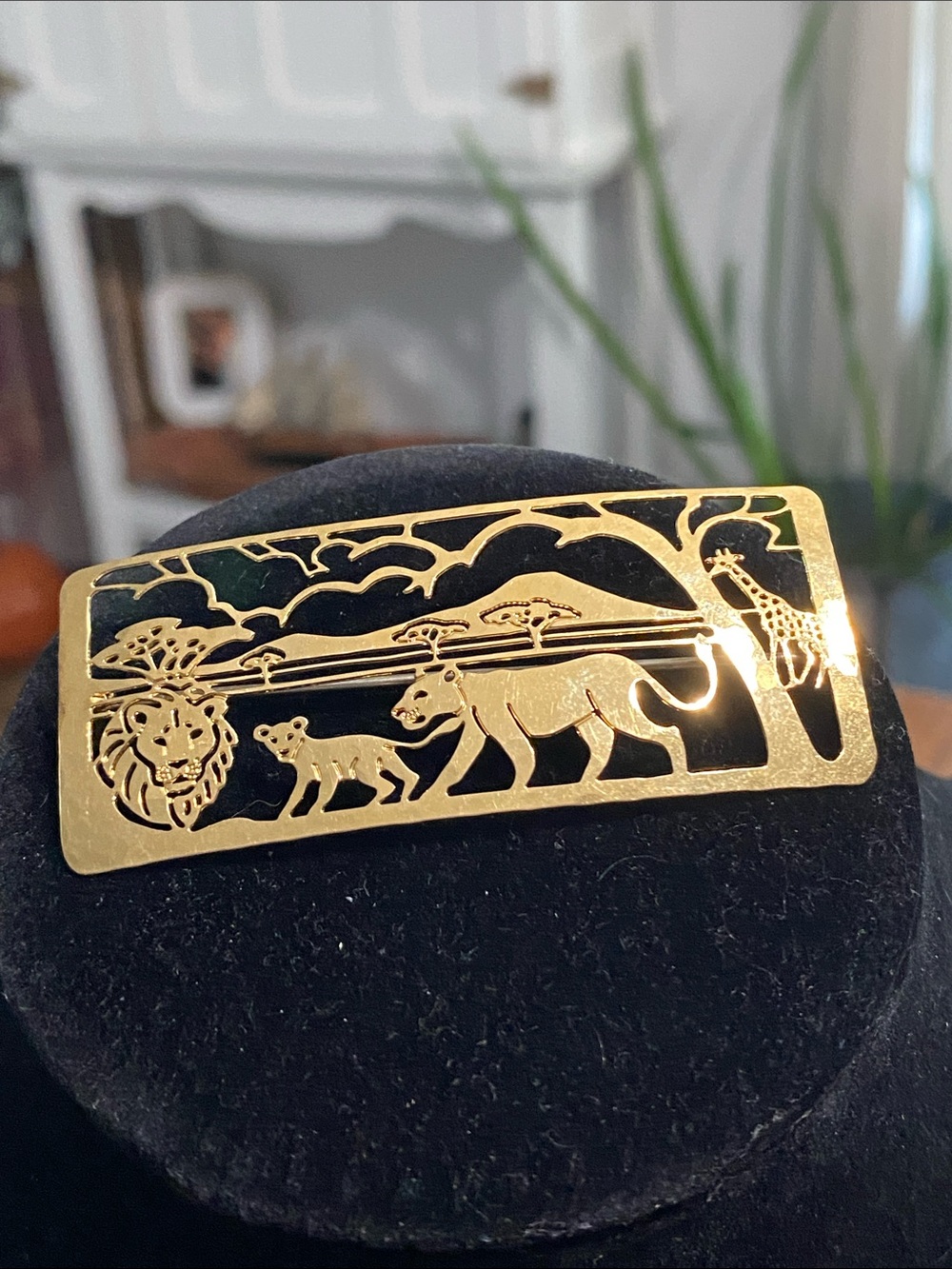 Gold Safari Silhouette Bar Pin